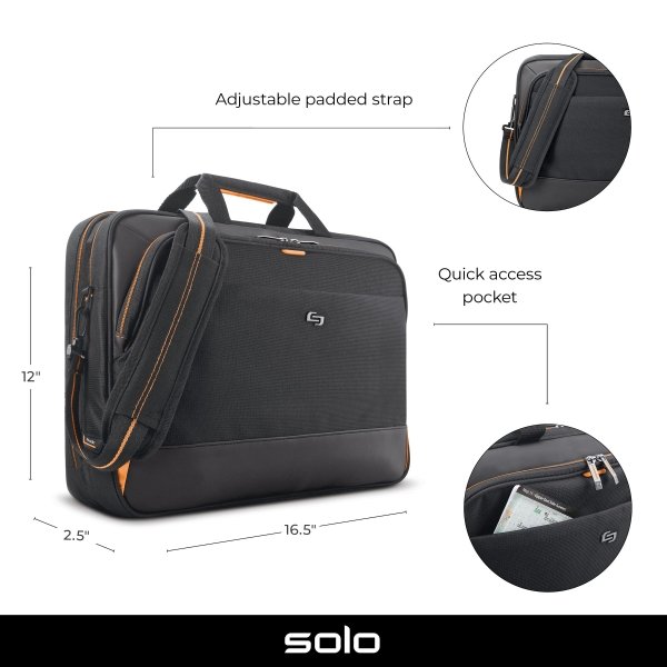 9134043cv13d.jpg Focus Portfolio Briefcase for 17.3" Laptop - Black/Orange